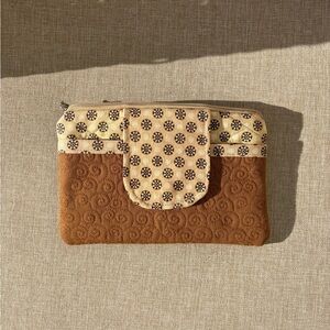 Brown and Cream Quilted Women's Clutch